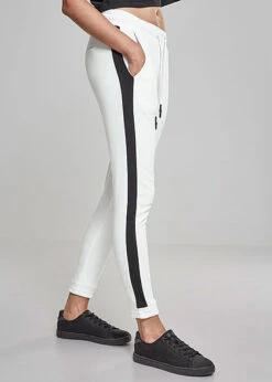 Urban Classics Damen Sweatpants Jogginghose Kontraststreifen Schwarz Weiss