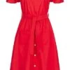 Styleboom Fashion Damen Off-Shoulder Button Dress Rot