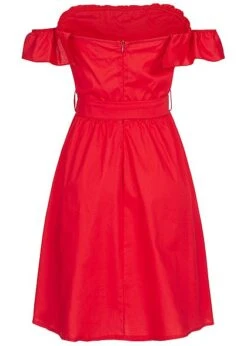 Styleboom Fashion Damen Off-Shoulder Button Dress Rot -Luftig Und Leicht 19026137 2