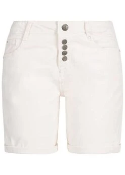 Eight2Nine Damen Bermuda Shorts 5-Pockets Destroy Look Weiss Denim