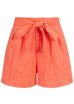 Vero Moda Damen Belted Loose Summer Denim Shorts 2-Pockets Emberglow Orange