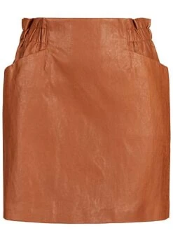 ONLY Damen Faux Leather Skirt 2-Pockets Ginger Bread Braun