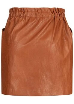 ONLY Damen Faux Leather Skirt 2-Pockets Ginger Bread Braun -Luftig Und Leicht 19072825 2