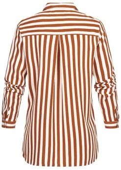 ONLY Damen NOOS Langarm Bluse Streifen Muster Mit Brusttasche Ginger Bread Braun -Luftig Und Leicht 19072835 2