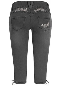 Seventyseven Lifestyle Damen Trachten Capri Shorts 5-Pockets Schwarz Denim -Luftig Und Leicht 19089012 2