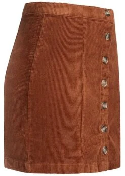 Seventyseven Lifestyle Damen Mini Cord Skirt Buttons Front Caramel Braun -Luftig Und Leicht 19099042 1