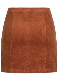 Seventyseven Lifestyle Damen Mini Cord Skirt Buttons Front Caramel Braun -Luftig Und Leicht 19099042 2