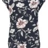 ONLY Damen NOOS Blusen Top Blumen Print Zipper Hinten Night Sky Navy Blau -Luftig Und Leicht 20010108