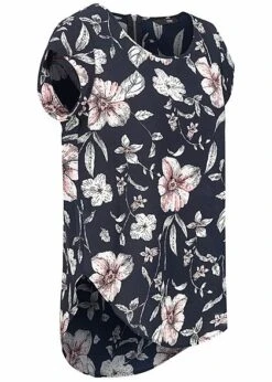 ONLY Damen NOOS Blusen Top Blumen Print Zipper Hinten Night Sky Navy Blau -Luftig Und Leicht 20010108 1