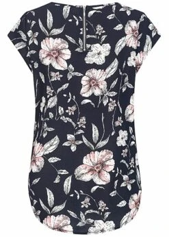 ONLY Damen NOOS Blusen Top Blumen Print Zipper Hinten Night Sky Navy Blau -Luftig Und Leicht 20010108 2
