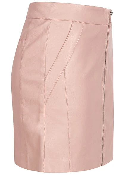 ONLY Damen Kunstleder Rock 2-Pockets Zipper Vorne Smoke Rosa 4 ONLY Damen Kunstleder Rock 2-Pockets Zipper Vorne Smoke Rosa – Bild 2