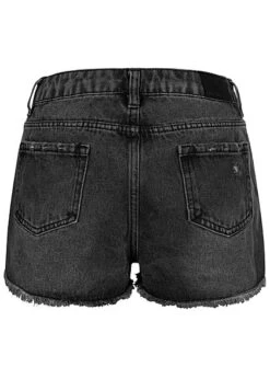 Stitch And Soul Damen Jeans Shorts High-Waist 5-Pockets Destroy Look Fransen Schwarz -Luftig Und Leicht 20031312 2