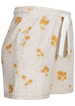 ONLY Damen Shorts Stoffhose Tropical Print Oatmeal Golden Spice Melange Grau Gelb -Luftig Und Leicht 20031481 1