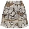Styleboom Fashion Damen Mini Plissee Stufenrock Snake Print Beige Braun -Luftig Und Leicht 20036275