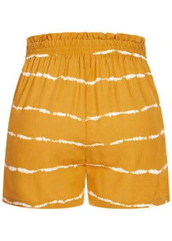ONLY Damen Paperbag Shorts High Waist 2-Pockets Tie Dye Farbprint Golden Spice Gelb -Luftig Und Leicht 20052650 2