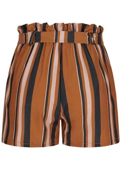 Fresh Lemons Damen High-Waist Paperbag Shorts Inkl. Gürtel Streifen Muster Braun -Luftig Und Leicht 20055094 2
