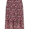 Fresh Lemons Damen Longform Rock 2-lagig Blumen Muster Schwarz Rosa Weiss
