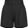 Fresh Lemons Damen Viskose Paperbag Shorts 2-Pockets Schwarz