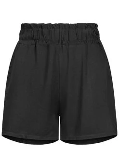 Fresh Lemons Damen Viskose Paperbag Shorts 2-Pockets Schwarz