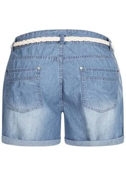 Eight2Nine Damen Kurze Shorts 5-Pockets Inkl. Flechtgürtel Medium Blau Denim -Luftig Und Leicht 20062892 2