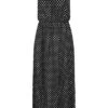Fresh Lemons Damen Viskose Maxi Kleid Taillengummibund Punkte Muster Schwarz Weiss -Luftig Und Leicht 20065168
