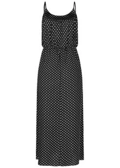 Fresh Lemons Damen Viskose Maxi Kleid Taillengummibund Punkte Muster Schwarz Weiss -Luftig Und Leicht 20065168 2