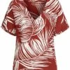ONLY Damen V-Neck Oversized Blusen Shirt Tropical Print Burnt Henna Braun 2 ONLY Damen V-Neck Oversized Blusen Shirt Tropical Print Burnt Henna Braun -Luftig Und Leicht 20073433