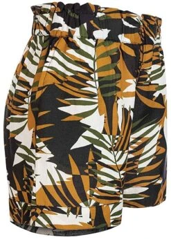 ONLY Damen Paperbag Leinen Shorts Tropical Print Chai Tea Gelb Schwarz -Luftig Und Leicht 20073638 1