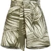 ONLY Damen Paperbag Shorts 2-Pockets Tropical Print Kalamata Oliv Grün -Luftig Und Leicht 20073640