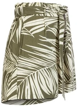 ONLY Damen Paperbag Shorts 2-Pockets Tropical Print Kalamata Oliv Grün -Luftig Und Leicht 20073640 1