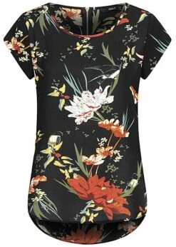 ONLY Damen NOOS Blusen Top Zipper Hinten Floraler Print Schwarz