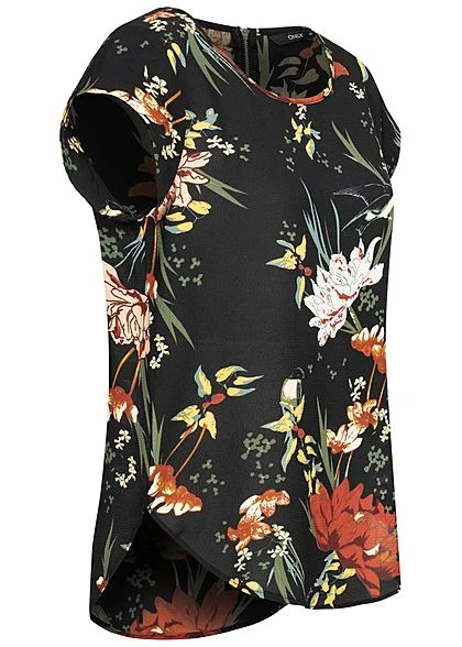 ONLY Damen NOOS Blusen Top Zipper Hinten Floraler Print Schwarz 4 ONLY Damen NOOS Blusen Top Zipper Hinten Floraler Print Schwarz – Bild 2