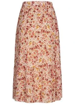 Styleboom Fashion Damen Longform Chiffon Rock Blumen Muster 2-lagig Beige -Luftig Und Leicht 20086283 2