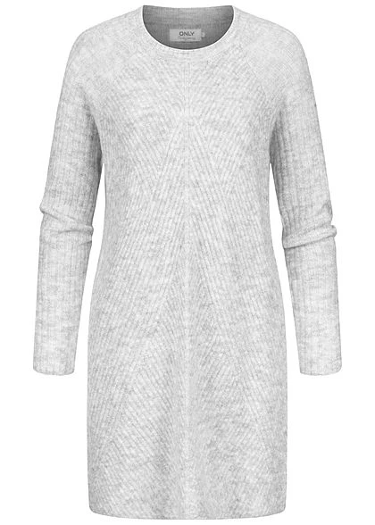 ONLY Damen NOOS Struktur Strickkleid Hell Grau Melange 3 ONLY Damen NOOS Struktur Strickkleid Hell Grau Melange