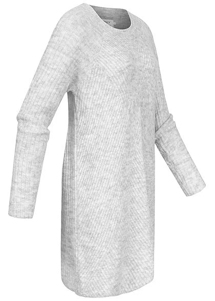 ONLY Damen NOOS Struktur Strickkleid Hell Grau Melange 4 ONLY Damen NOOS Struktur Strickkleid Hell Grau Melange – Bild 2