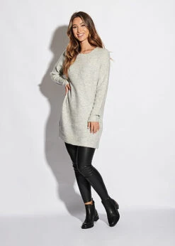 ONLY Damen NOOS Struktur Strickkleid Hell Grau Melange 9 ONLY Damen NOOS Struktur Strickkleid Hell Grau Melange -Luftig Und Leicht 20094343 3