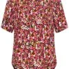 ONLY Damen Krepp Blusen Shirt Floraler Print Vokuhila Schwarz Rot Multicolor