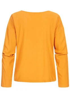 Tom Tailor Damen Langarm Bluse Schulter Knopfleiste Orange Gelb -Luftig Und Leicht 20104791 2