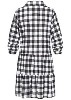 Styleboom Fashion Damen Oversized Flanell Crepe Kleid Schwarz Weiss 8 Styleboom Fashion Damen Oversized Flanell Crepe Kleid Schwarz Weiss -Luftig Und Leicht 20106433 2