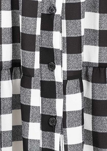 Styleboom Fashion Damen Oversized Flanell Crepe Kleid Schwarz Weiss 6 Styleboom Fashion Damen Oversized Flanell Crepe Kleid Schwarz Weiss – Bild 4