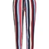 ONLY Damen Viskose Stoffhose Gummibund Mit Tunnelzug Streifen Muster Multicolor Rot -Luftig Und Leicht 20120694