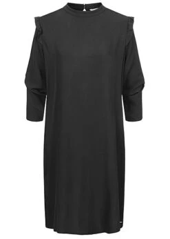 Tom Tailor Damen 3/4-Arm Mini Kleid Volantärmel Schwarz