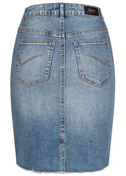 ONLY Damen NOOS Jeansrock Mit Fransen 5-Pockets Schlitz Hinten Medium Blau Denim 9 ONLY Damen NOOS Jeansrock Mit Fransen 5-Pockets Schlitz Hinten Medium Blau Denim -Luftig Und Leicht 21010238 3