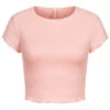 ONLY Damen Ribbed Crop Top T-Shirt Mit Wellendetails Am Saum Orchid Pink Rosa -Luftig Und Leicht 21020617