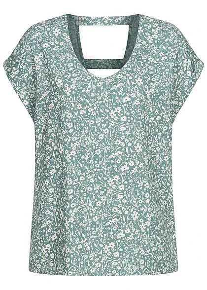 Tom Tailor Damen V-Neck Viskose Blusen Shirt Blumen Muster Mineral Blau 3 Tom Tailor Damen V-Neck Viskose Blusen Shirt Blumen Muster Mineral Blau