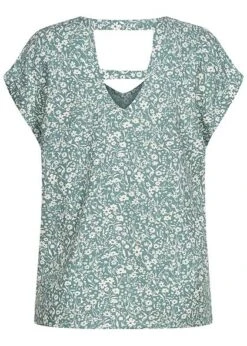 Tom Tailor Damen V-Neck Viskose Blusen Shirt Blumen Muster Mineral Blau 7 Tom Tailor Damen V-Neck Viskose Blusen Shirt Blumen Muster Mineral Blau -Luftig Und Leicht 21020723 2