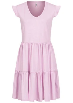 ONLY Damen NOOS V-Neck Mini Stufenkleid Orchid Bouquet Lila