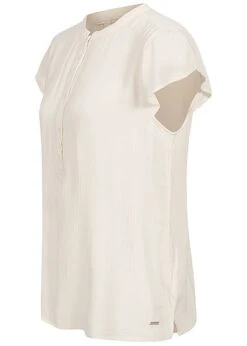 Tom Tailor Damen Krepp Blusen Shirt Volantärmel Halbe Knopfleiste Soft Creme Beige -Luftig Und Leicht 21041580 1