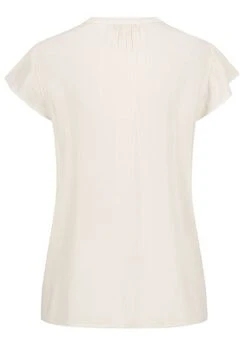Tom Tailor Damen Krepp Blusen Shirt Volantärmel Halbe Knopfleiste Soft Creme Beige -Luftig Und Leicht 21041580 2