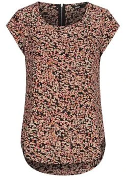 ONLY Damen NOOS Blusen Top Neon Blumen Print Zipper Hinten Schwarz Rosa Gelb